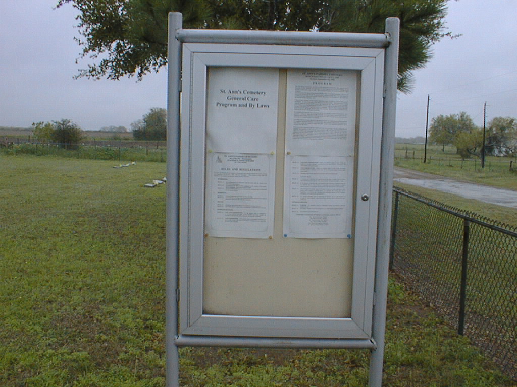 St. Ann's Catholic Church Cemetary Bulletin Board